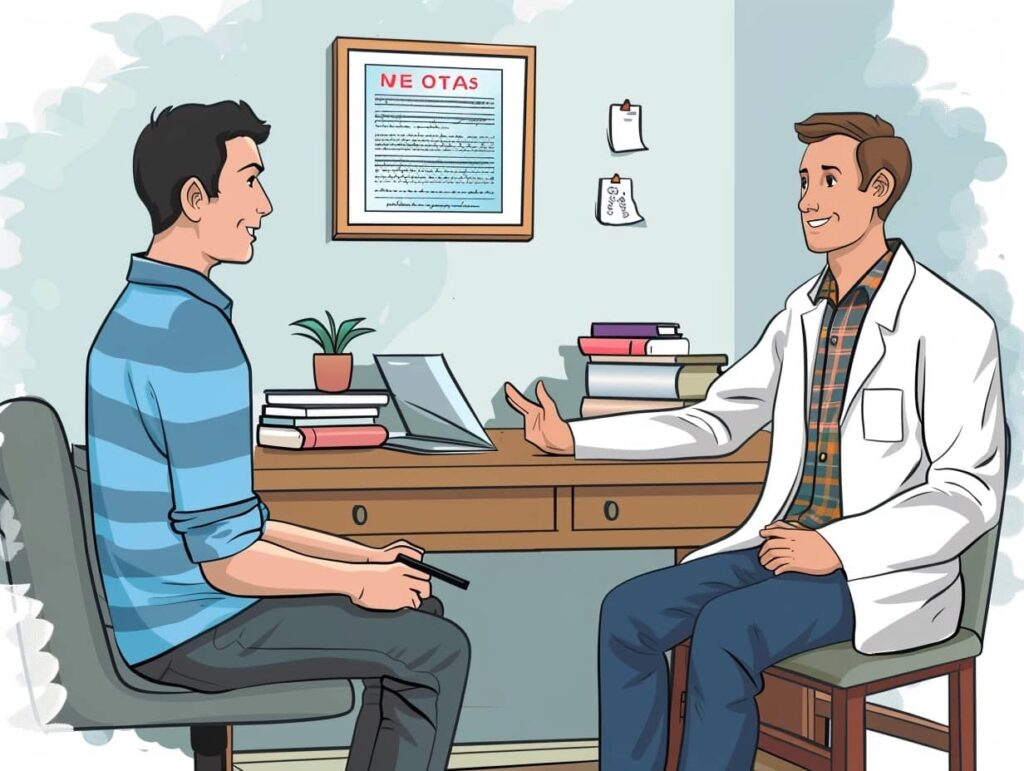 man and doctor in an appointment