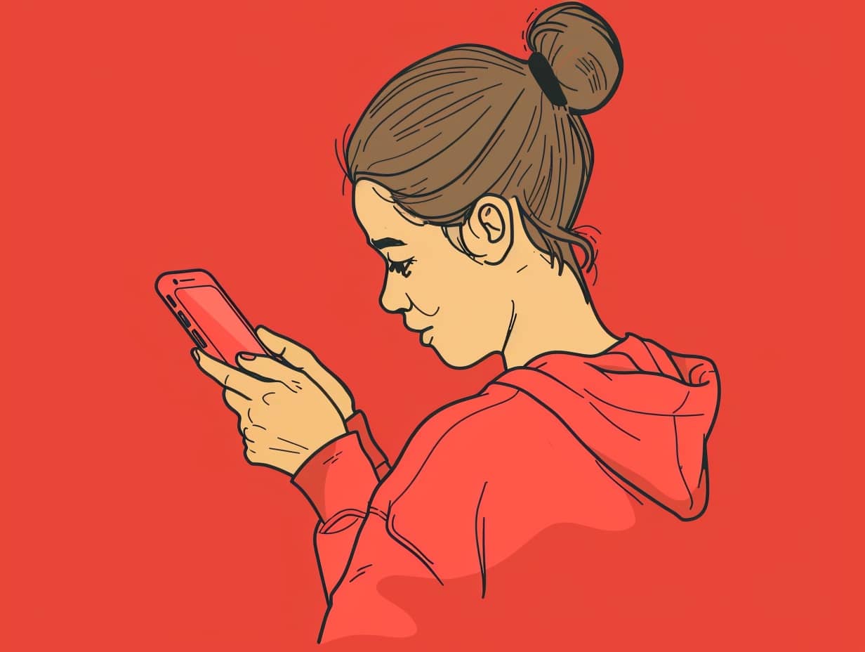 cartoon girl on phone