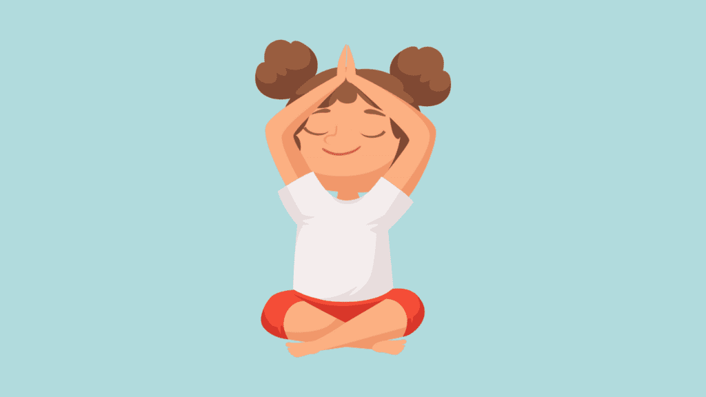 cartoon kid meditating