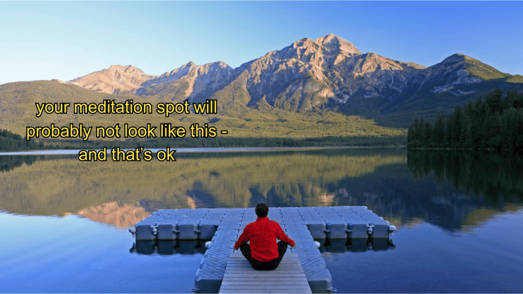 person meditating in mountains