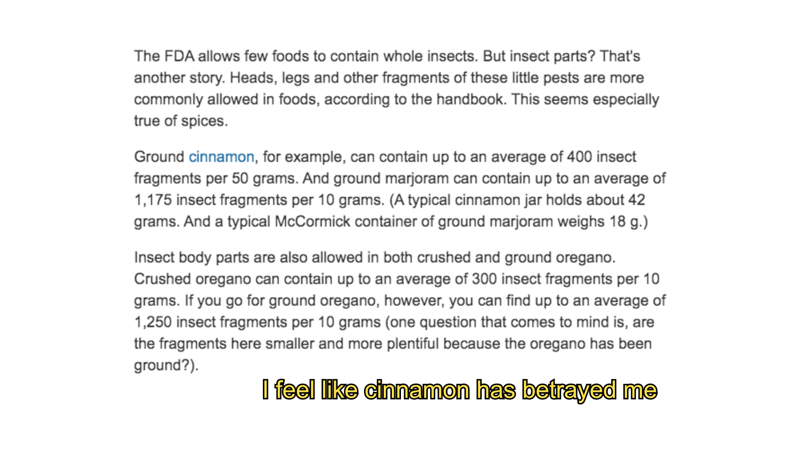 fda allows insects in food