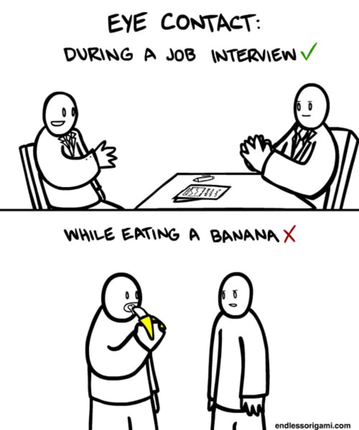 job interview eye contact meme