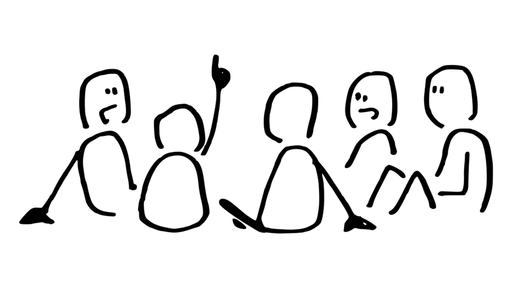 stick figures talking in circle