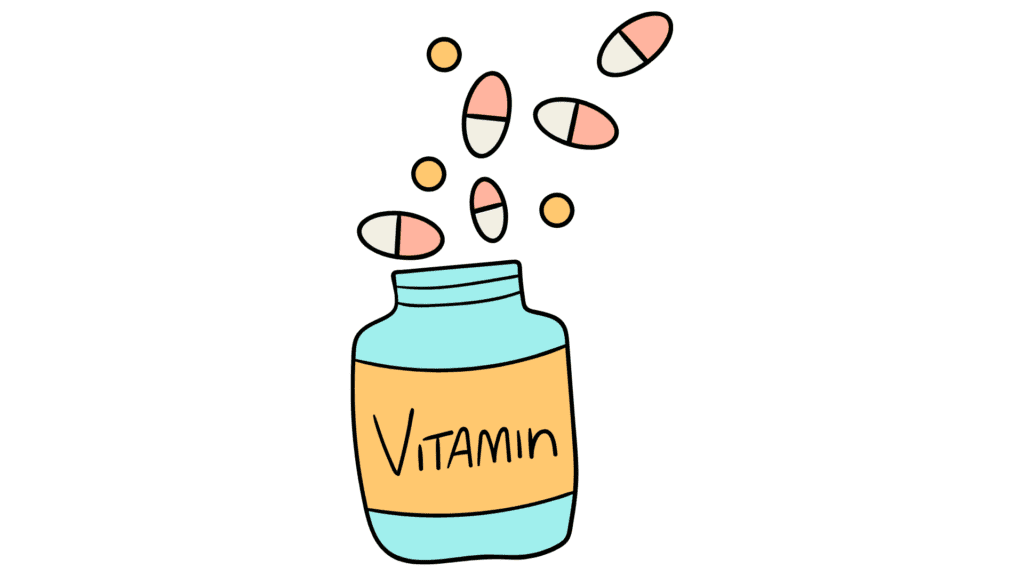 cartoon drawing of vitamin container