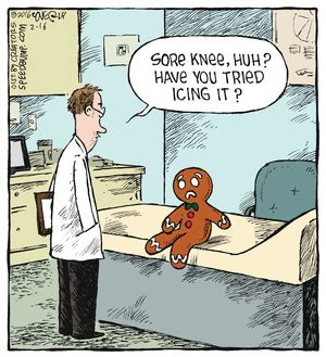 sore knee gingerbread man meme