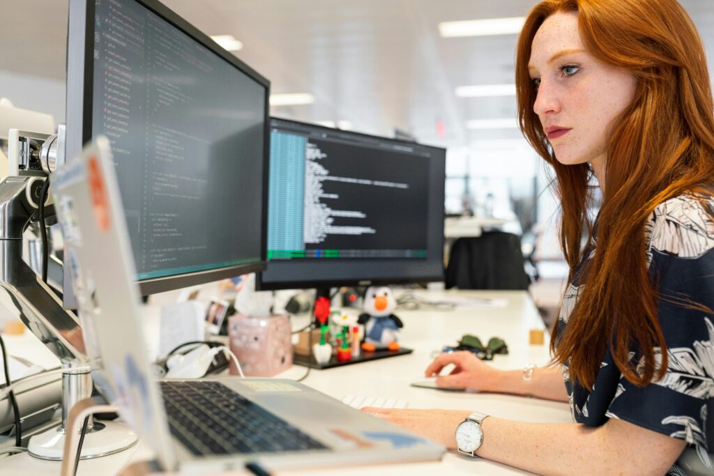 woman on computer