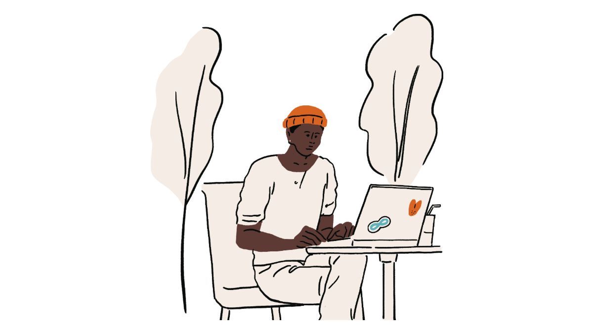 the man working