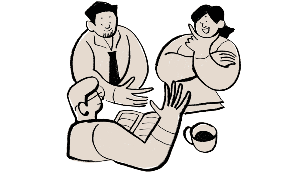 3 people working on project together
