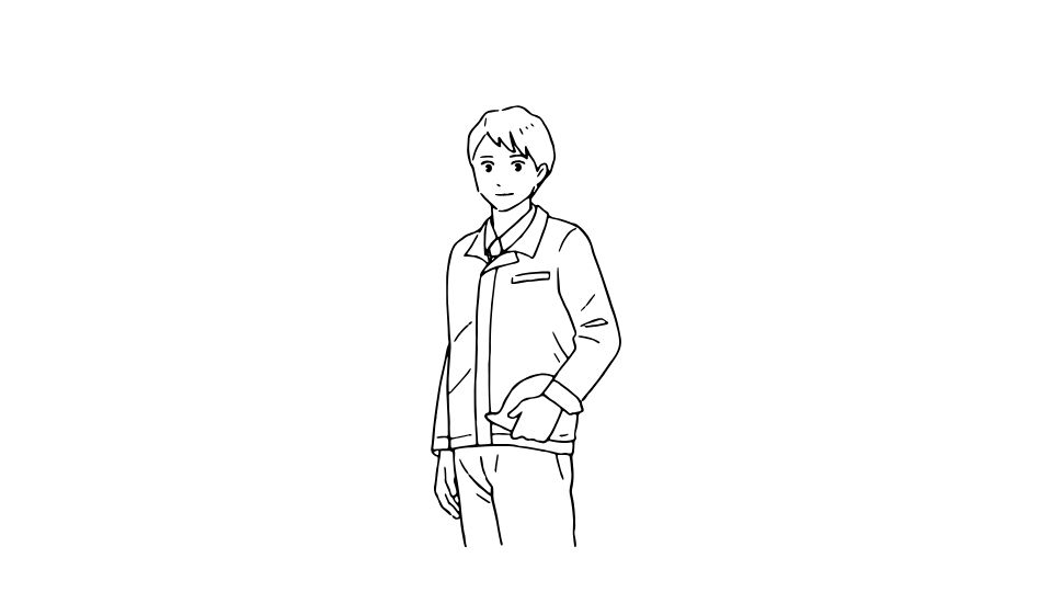 young worker line art