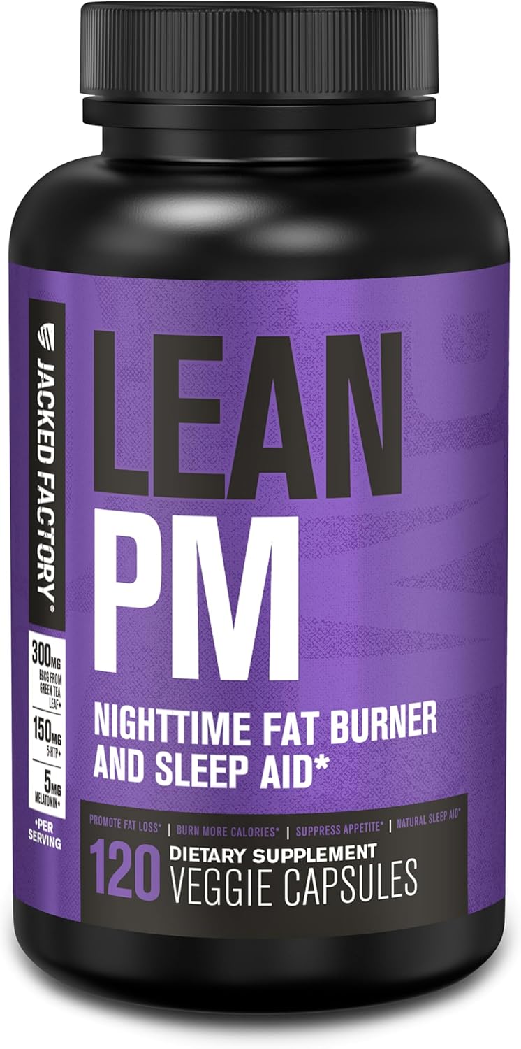 Jacked Factory Lean PM Night Time Fat Burner, Sleep Aid Supplement, & Appetite Suppressant for Men and Women