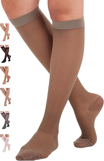 ABSOLUTE SUPPORT Made in USA Sheer Compression Socks for Women 15-20 mmHg