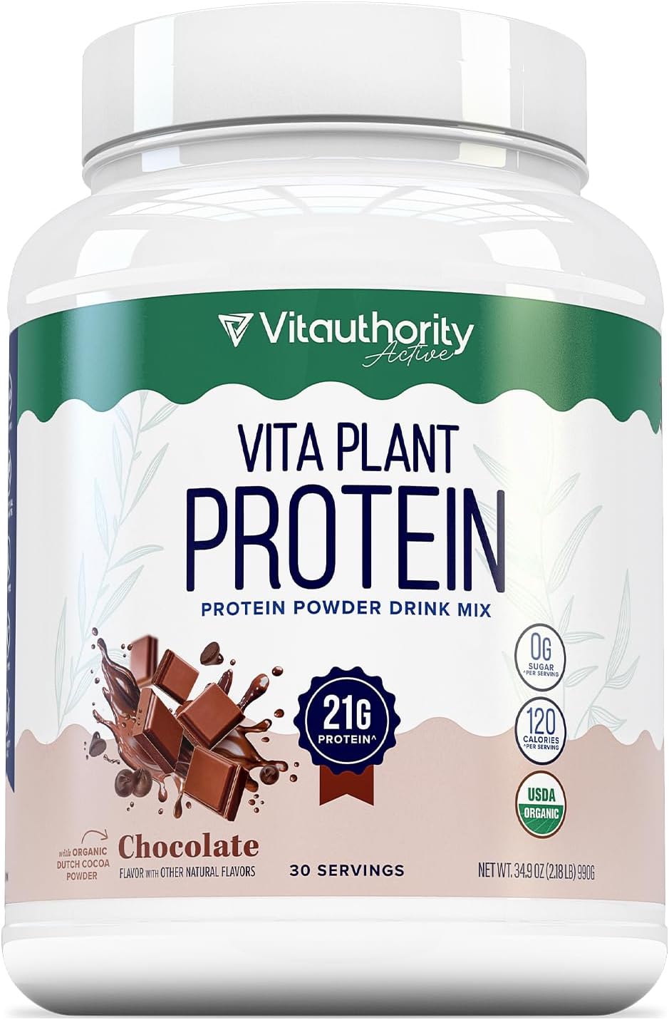 
Organic Plant Based Protein for Women Complete Vegan Protein Powder with BCAAs & MCTs Plant-Based 21g