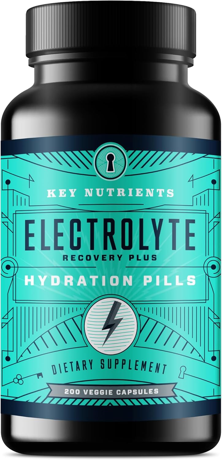 KEY NUTRIENTS Electrolyte Tablets, 200 Capsules, Salt Tablets for Dehydration