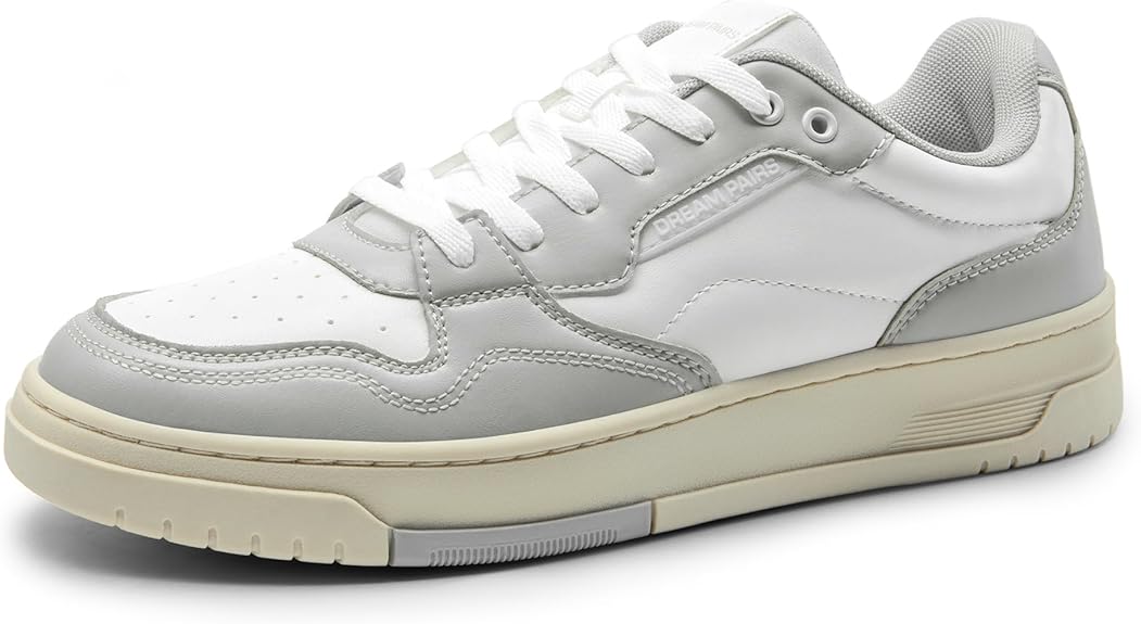 DREAM PAIRS Men's Fashion Sneakers Skateboard Shoes Lace-Up Comfortable Casual Athletic Walking Running Sneakers,Size 12,Grey/White,DMUMFN2501