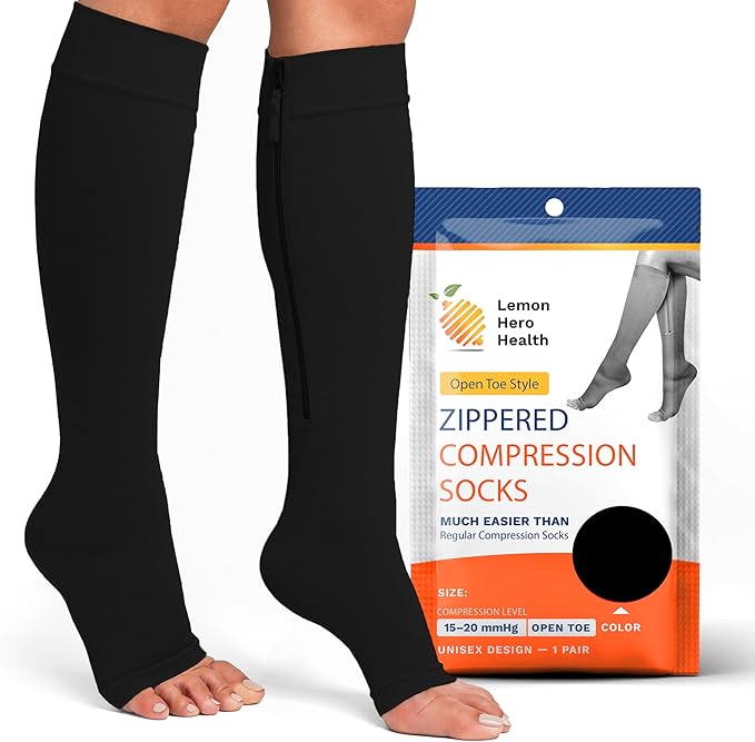 Lemon Hero Zipper Pregnancy Compression Socks for Women