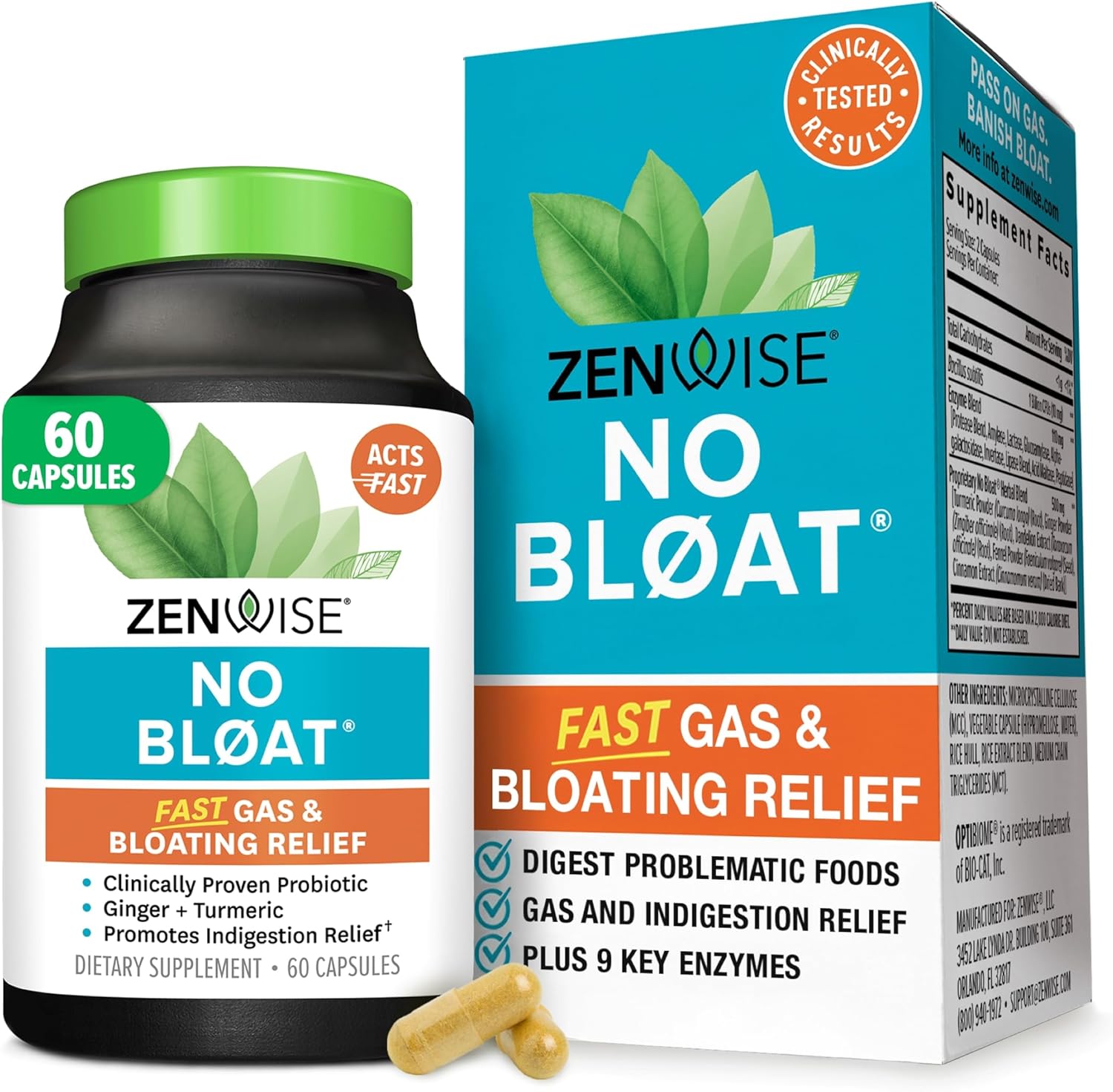 Zenwise Health No Bloat Digestive Enzymes for Gut Health
