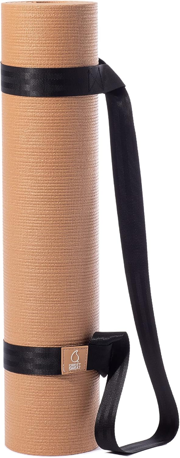 Sweet Sweat Yoga Mat (Dual Sided) - Fitness & Exercise Mat with Easy-Cinch Yoga Mat Carrier Strap (72"L x 24"W)