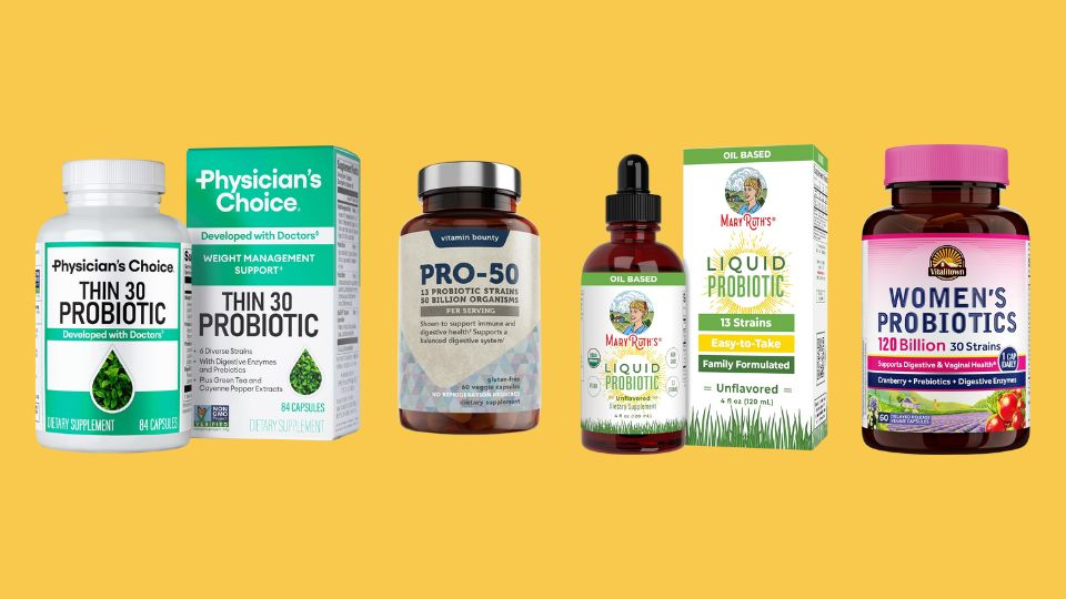 Physician's CHOICE Probiotics for Weight Management & Bloating, Vitamin Bounty Pro-50 Probiotics 50 Billion CFU for Women & Men, MaryRuth Organics USDA Organic Liquid Probiotic, Vitalitown Probiotics for Women 120 Billion CFUs
