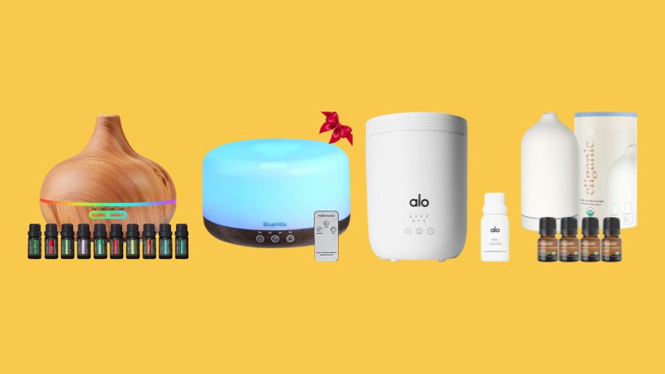 Ultimate Aromatherapy Diffuser & Essential Oil Set - Ultrasonic Top 10 Oils Modern with 4 Timer 7 Ambient Light Settings Therapeutic Grade Lavender, BlueHills Premium 1000 ML XL Essential Oil Diffuser Aromatherapy Humidifier with Remote for Large Room Home 18 Hour Run Huge Coverage Area 1 Liter Mood Lights Extra Large Capacity White D001, Alo Aura Diffuser + Chill & Unwind Oil | Essential Oil Diffuser & Cool Mist Humidifier, Cliganic Signature Essential Oils Starter Kit with Diffuser Set for Aromatherapy, Home & Office (White)