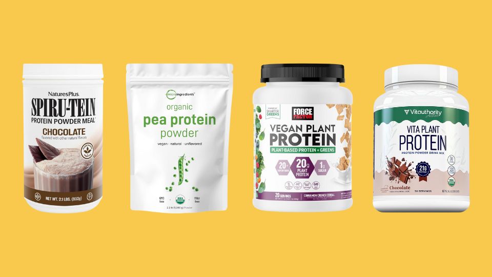 NaturesPlus SPIRU-TEIN, Chocolate - 2.1 lb, Pack of 2 - Plant-Based Protein Shake - Non-GMO, Micro Ingredients North America Grown, Organic Pea Protein Powder, 1KG (2.2 Pounds), FORCE FACTOR Vegan Plant Protein, Plant-Based Protein + Greens, Organic Plant Based Protein for Women Complete Vegan Protein Powder with BCAAs & MCTs Plant