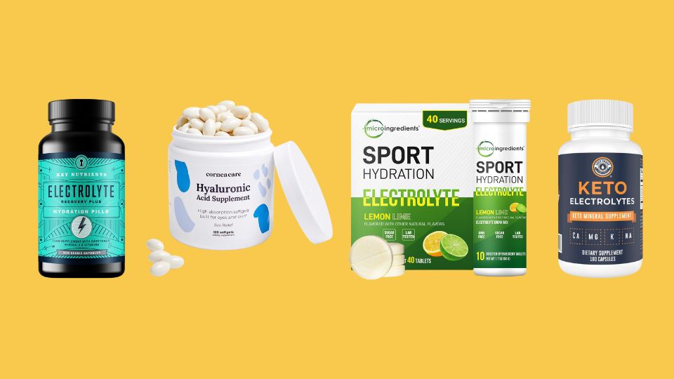 KEY NUTRIENTS Electrolyte Tablets, 200 Capsules, Salt Tablets for Dehydration, Fasting Electrolytes Tablets - Salt Pills with Electrolytes, No Sugar, Gluten Free Hydration Tablets Made in USA, CorneaCare High Absorption Hyaluronic Acid | Hyaluronic Acid Supplements | Hydration Tablets | Anti Aging Supplement | Eye Vitamins | Eye Supplements | 120 Softgels, Fizzy Electrolyte Drink Tablets, 4 Pack (40 Bisected Pieces) | 160 Servings | No Sugar Electrolytes Powder Alternative | Daily Hydration with Sodium, Potassium & Magnesium | Natural Lemon Lime Flavor, Keto Electrolyte Supplement, 180 Capsules. Electrolyte Pills for Ketogenic Diet. Magnesium, Potassium, Sodium, Calcium. Keto Tablets for Hydration Support* by Left Coast Performance