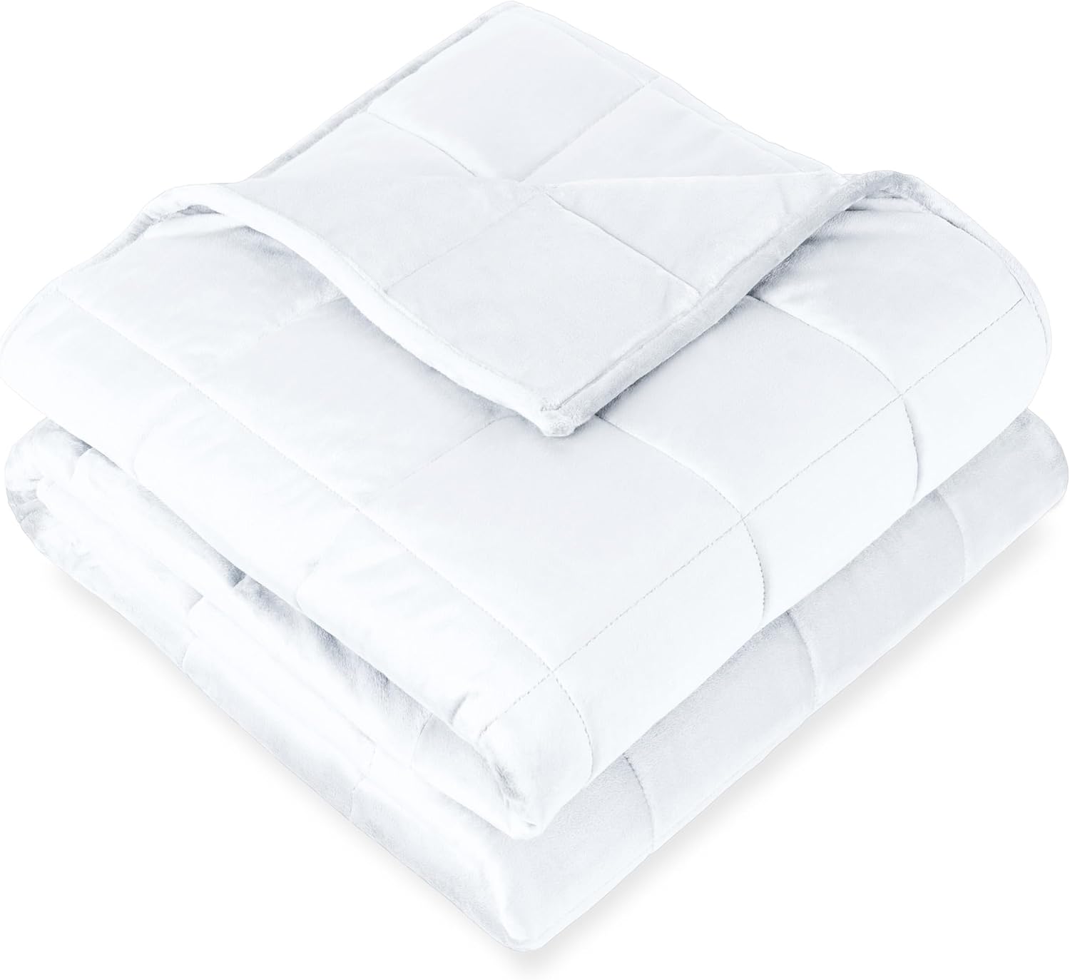 Bare Home Weighted Blanket Twin or Full Size 10lb (40" x 60") - Minky Fleece - Premium Heavy Blanket Nontoxic Glass Beads (White, 40"x60")